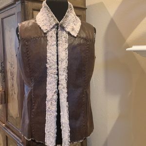 Cripple Creek Faux Fur Trim Vest NWT
